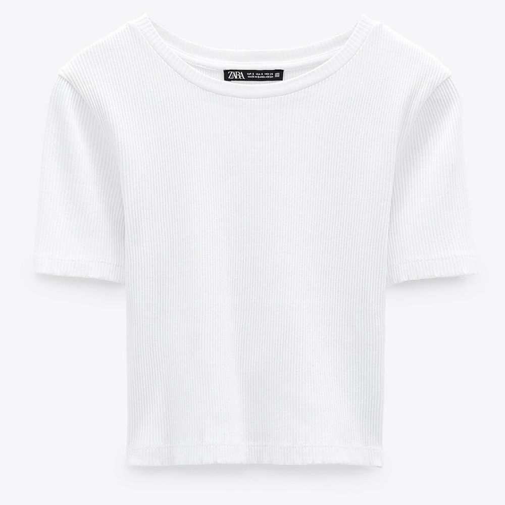 Zara Ribbed Cotton T-shirt - NWT - Small